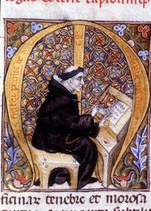 Fra Pietro di Pavia (Frere Pierre de Pavia), copista trabajando ("M"). Manuscrito del siglo XIV. de Unknown artist