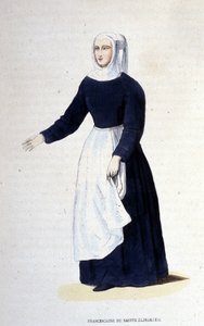 Monja franciscana de Santa Isabel. Orden fundada por Santa Isabel de Hungría (1207 - 1231). Grabado del siglo XIX. de Unknown artist