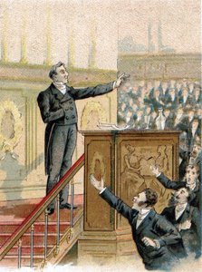 François Guizot (1789-1874), historiador y político francés en la Cámara de Diputados en 1844. de Unknown artist