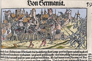 Federico Barbarroja, emperador del Sacro Imperio Romano, conquistó y destruyó Milán en 1162 de Unknown artist