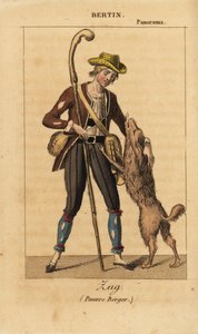 Actor francés Bertin como Zug en el melodrama histórico Pauvre Berger de Daubigny, Carmouche y Hyacinthe en el Théâtre du Panorama Dramatique