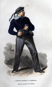 Marinero francés listo para la colisión. en “Histoire générale de la marine” por Van Tenac de Unknown artist