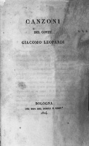 Frontispicio de “Canzoni” (Cantos) del poeta italiano Giacomo Leopardi (1798 - 1837) 1824 de Unknown artist