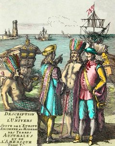 Frontispicio de “Descripción del Universo Suite de Europa Antigua y Moderna, Tierras del Sur y América” Volumen V, de Alain Manesson Mallet
