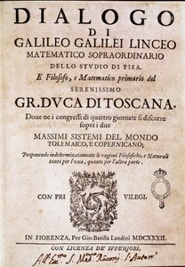 Frontispicio de "Diálogo sobre los dos máximos sistemas del mundo" encargado por el Papa Urbano VIII al astrónomo y físico Galileo Galilei alrededor de 1620 y publicado en 1632 de Unknown artist