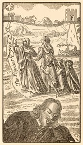 Frontispicio de la segunda parte de El progreso del peregrino de este mundo al que está por venir de John Bunyan