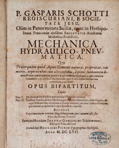 Portada de Mechanica Hydraulico Pneumatica de Gaspar Schott de Unknown artist