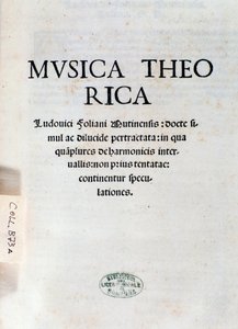 Portada de Musica Theorica de Ludovico Foliani
