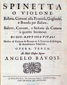 Portada de la partitura musical de Balletti, correnti alla francese opus 3 de Giovanni Battista Vitali de Unknown artist