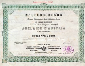 Portada de la partitura musical de la ópera Nabucco de Giuseppe Verdi de Unknown artist