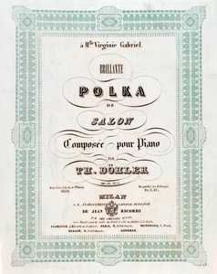 Portada de partitura musical de Polka de salón de Theodor von Dohler