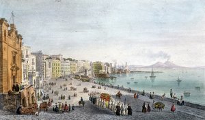 Funeral en la Bahía de Nápoles con el Vesubio al fondo de Unknown artist