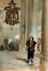 Galileo Galilei (1564 - 1642) observando la oscilación de la lámpara de la Catedral de Pisa. de “La Ciencia y sus Hombres” por Louis Figuier. Barcelona 1881 de Unknown artist