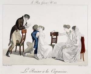 Juego: El beso capuchino - en "El buen género", n° 65, principios del siglo XIX