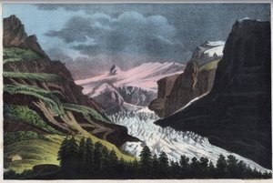 Glaciar de Grindelwald en Suiza - glaciar de Grindelwald en el siglo XIX - grabado de “Usi e Costumi di Tutti i Popoli dell