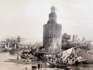 Torre del Oro, Sevilla, España artística y monumental de sitios y monumentos famosos de España por Don Genaro Pérez de Villa de Unknown artist