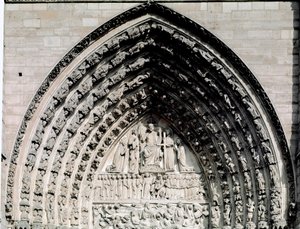 Arte gótico: detalle del portal central de la Catedral de Notre Dame de París de Unknown artist
