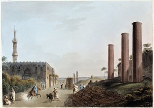 Pilares de granito en el pórtico de Canopus en la antigua Alejandría - en "Vistas en Egipto, Palestina y otras partes del Imperio Otomano" de Unknown artist