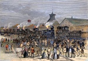 Gran huelga ferroviaria en 1877, Bloqueo de locomotoras en Martinsburg, Virginia Occidental de Unknown artist