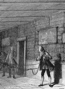 Grey y Wehler descubren la propagación de la electricidad a lo largo de los cuerpos conductores. En “Álbum de la Ciencia”, Éditions Jouvet. de Unknown artist