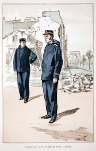 Guardianes de la paz (primer sitio de París 1870-1871). Ilustración de “Histoire du corps des gardiens de la paix” de Unknown artist