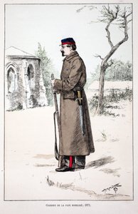 Guardianes de la Paz movilizados (1871). Aguafuerte en colores, para ilustración 