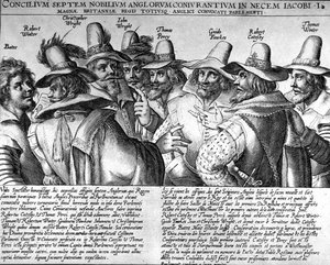 Pólvora: Bates, Robert Winter, Christopher Wright, John Wright, Thomas Percy, Guido Fawkes, Thomas Winter