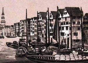 Hamburgo, Alemania: vista de Wandrahmfleeth. en "El mundo ilustra 168 vistas" Sin fecha (finales del siglo XIX) de Unknown artist