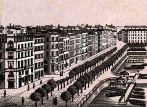 Hamburgo, Alemania: vista del antiguo Jungfernstieg (antiguo Jungfernstieg en Hamburgo). en “El mundo ilustrado 168 vistas” Sin fecha (finales del siglo XIX)