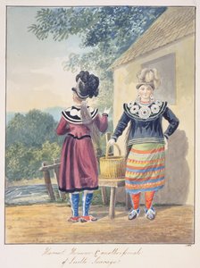 Harriet Huronne y otra mujer de Lorette Sauvage, c.1843-50 (acuarela) de Unknown artist