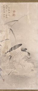 Hawks And Prey (tinta sobre papel) de Unknown artist