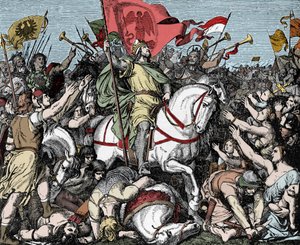 Enrique el Pajarero proclamado Rey de Francia Oriental - Enrique I de Germania (o de Sajonia, conocido como Enrique el Pajarero, 876-936) proclamado Rey de Francia Occidental en 919 de Unknown artist