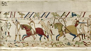 Aquí cayeron los hermanos de Harold: Gyrth y Leofwine, Tapiz de Bayeux de Unknown artist