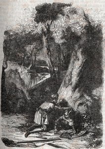Hermonides derribado y rescatado por Zerbin - grabado de 1851 de 