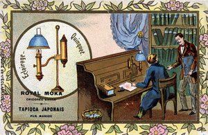 Historia del alumbrado: Antoine Quinquet perfecciona la lámpara inventada por Aimé (Ami) Argand (1755-1803), físico suizo. de Unknown artist