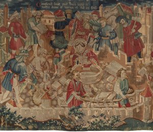 Historia de San Piat y San Eleuterio, Escena 5: Cómo San Piat fundó la iglesia de Nuestra Señora e hizo las pilas bautismales de Unknown artist