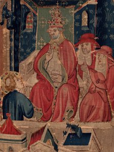 Historia de San Piat y San Eleuterio, Escena 9: San Eleuterio es confirmado como obispo de Tournai. Detalle.