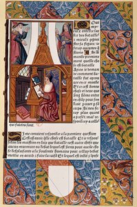 Historia de la impresión: el editor Antoine Verard (? -1513) componiendo su libro. De un manuscrito de 1494 de Unknown artist