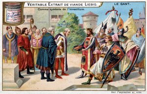 Historia del guante: el guante como símbolo de la investidura - Cromolitografía de Liebig