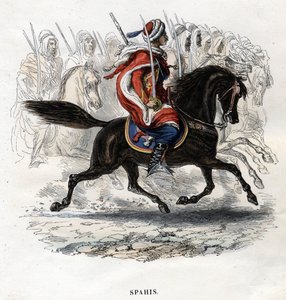 Spahis a caballo. Grabado de 1844
