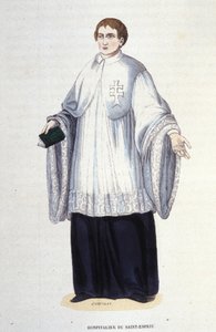 Hospitalario de la Orden Militar y Religiosa del Espíritu Santo (Orden del Espíritu Santo) fundada por Enrique III en 1578. Grabado del siglo XIX. Colección privada, Milán. de Unknown artist
