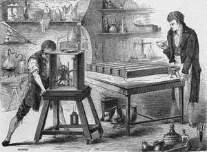 Humphry Davy descompone los álcalis con la batería voltaica. En 