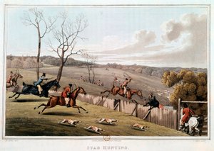 Caza en Inglaterra (litografía del siglo XIX) de Unknown artist