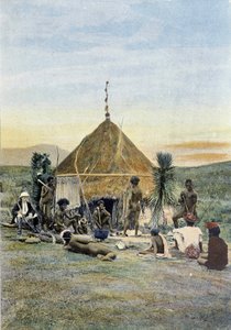 Ilustración de un campamento telegráfico cerca de Uarai en Nueva Caledonia de Unknown artist