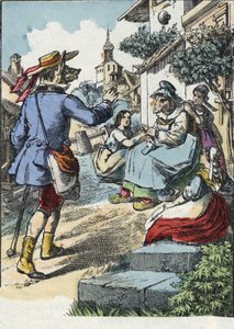 Ilustración del cuento “Buena Mamá Oveja”. En “Cuentos del hogar para los pequeños”. Grabado anónimo del siglo XIX. de Unknown artist