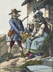 Ilustración del cuento “Buena Mamá Oveja”. En “Cuentos del hogar para los pequeños”. Grabado anónimo del siglo XIX