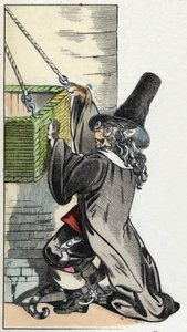 Ilustración del cuento “El terrible Raminagrobis y los ratones” personaje de fábulas de Jean de la Fontaine. En “Cuentos del hogar para los pequeños”. Grabado anónimo del siglo XIX. de Unknown artist