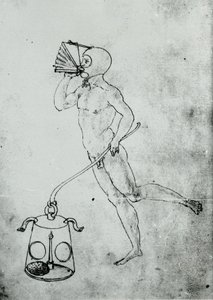 En un volumen de Francesco di Giorgio aparece este dibujo que representa un fuelle para respirar bajo el agua