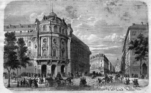 Inauguración del nuevo Teatro del Vaudeville en París, en la esquina del Boulevard des Capucines y Chaussee d