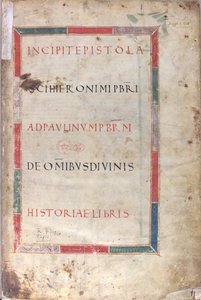 Página de incipit de epístola, siglo XI (miniatura, manuscrito membranoso)
